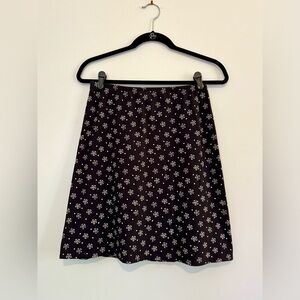Land’s End Jersey Floral Black Mini Sports Skirt, Size Small